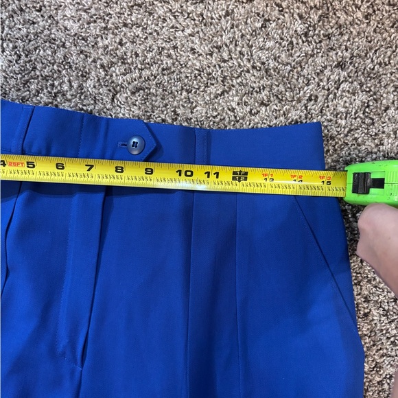 Escada Margaretha Ley Pure Wool Pants 38 Cobalt Blue High Waist Pleated Vintage - Picture 7 of 9